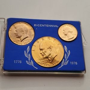 Gold-Plated Bicentennial Three US Coin Set